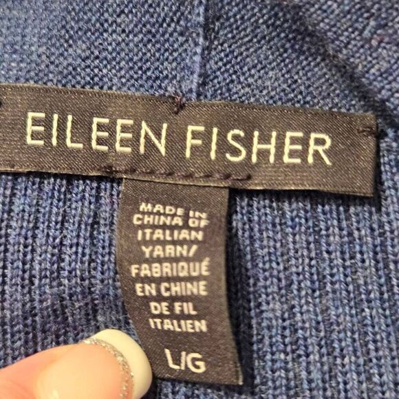 Eileen Fisher Womens Knitted With Matching Scarf Open Cardigan Blue Large - Picture 6 of 11